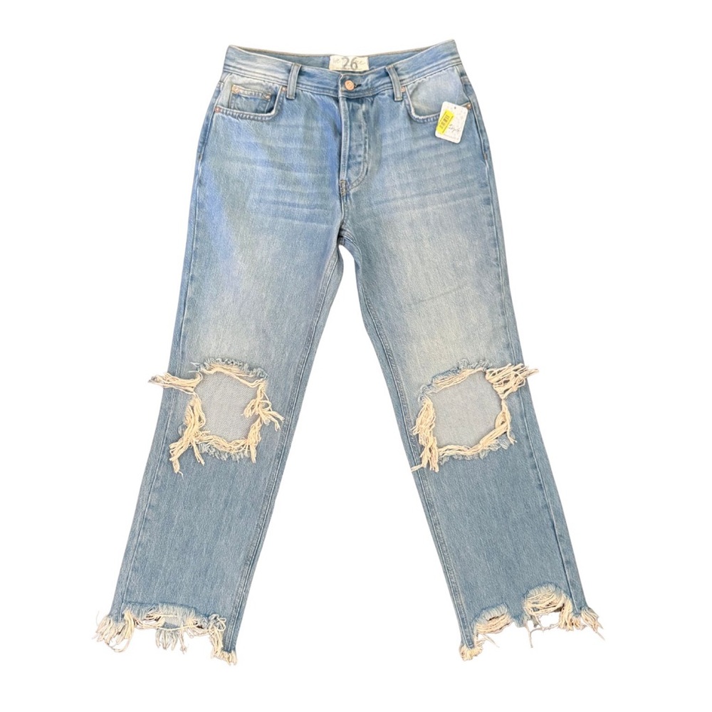 Free People Maggie Mid Rise | Light Blue Distressed Flare Jeans